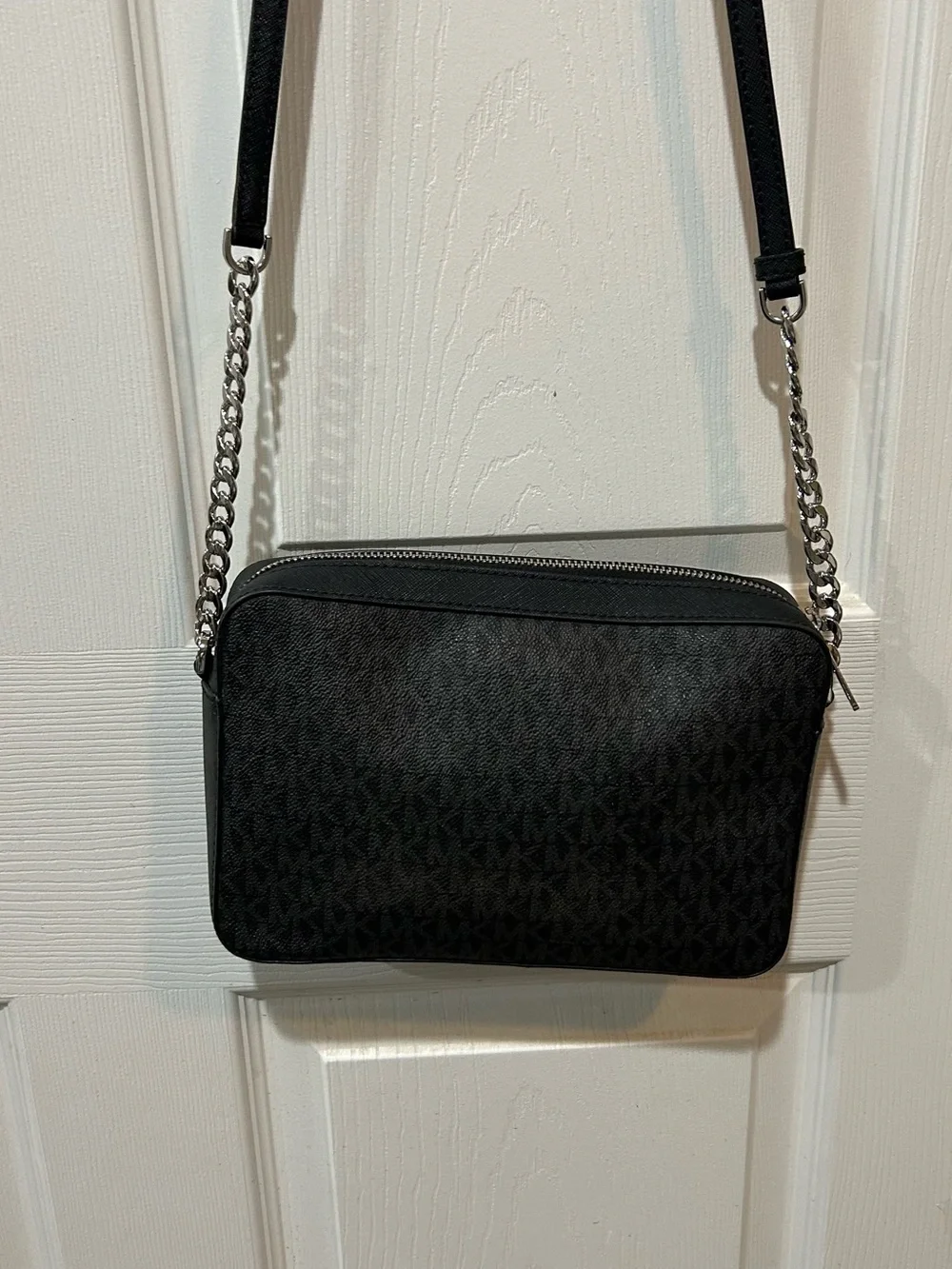 Michael Kors Black Crossbody Bag - Signature MK Print.like new -